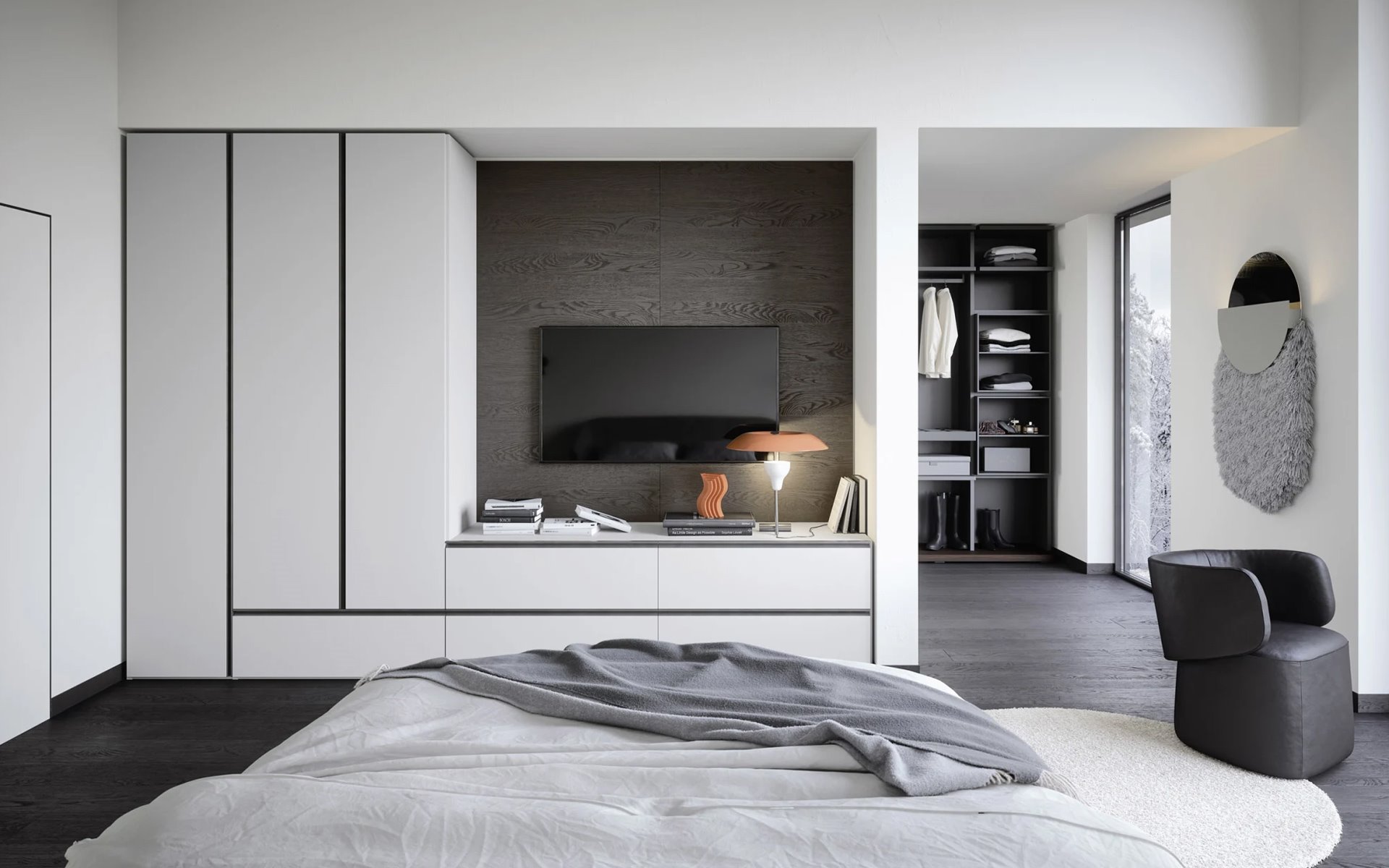 slaapkamer TV kast kledingkast bed habits