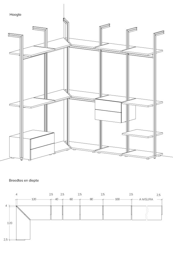 Inloopkast Loft Afmeting breedte popup BedHabits