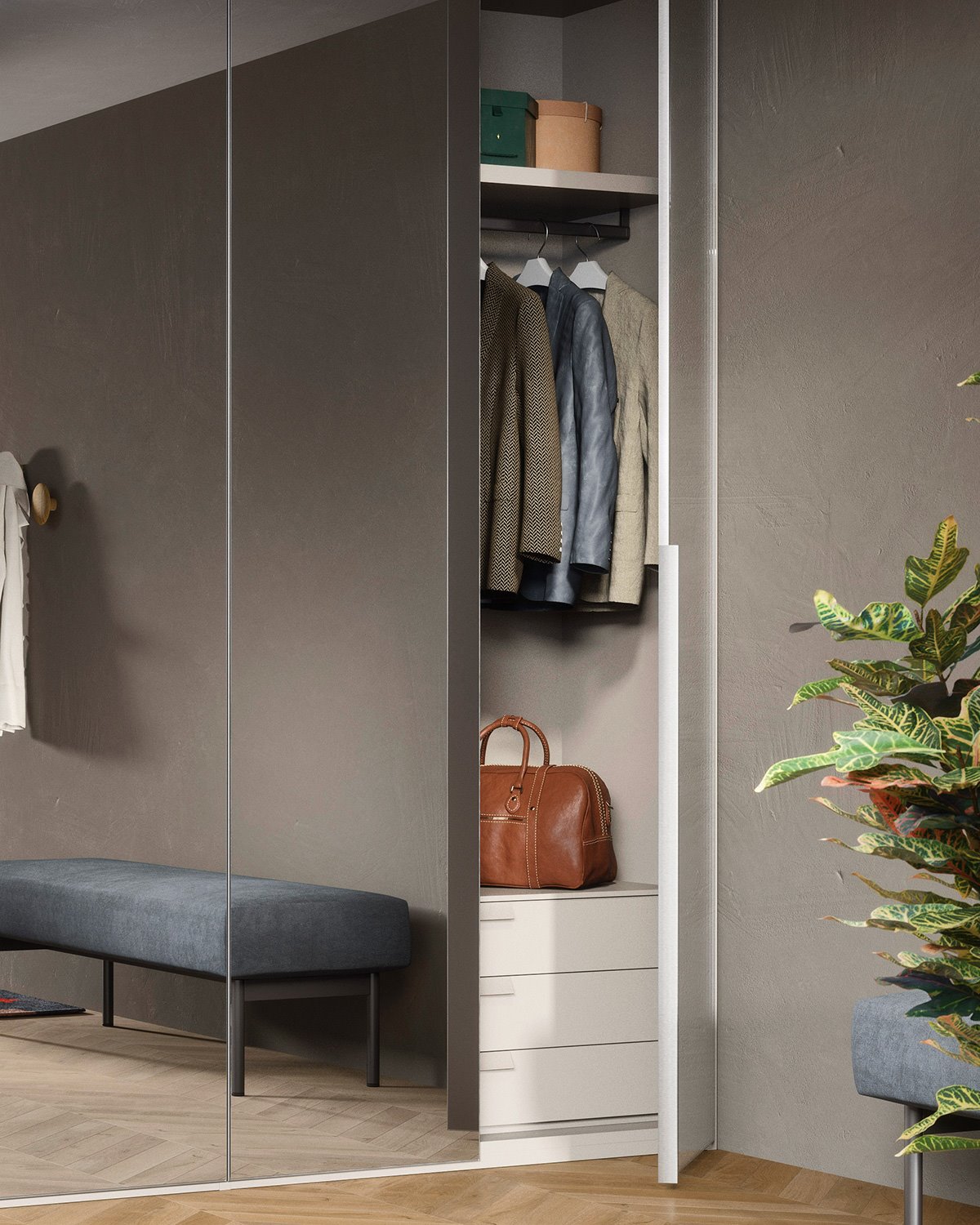 Garderobekast klapdeurkast Crystal NM details bed habits